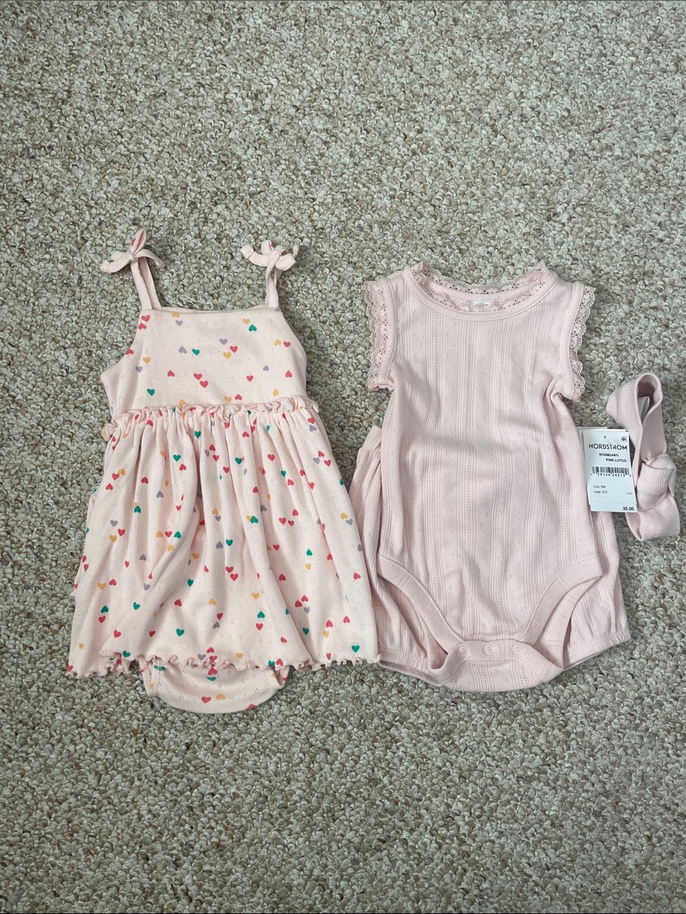 Nordstrom Baby Pink Lace-Trim 3-Piece Set & Tucker + Tate Hearts 2-Piece Set